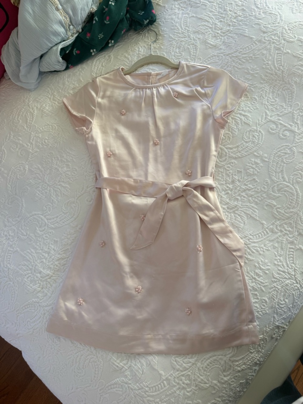abercrombie kids Light Pink Satin Flower Appliqué Dress